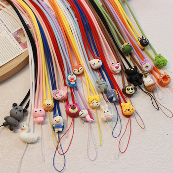 Cute cartoon mobile phone lanyard without strangle neck silicone anti-fall hanger neck long hanging rope female student certificate pendant accessories