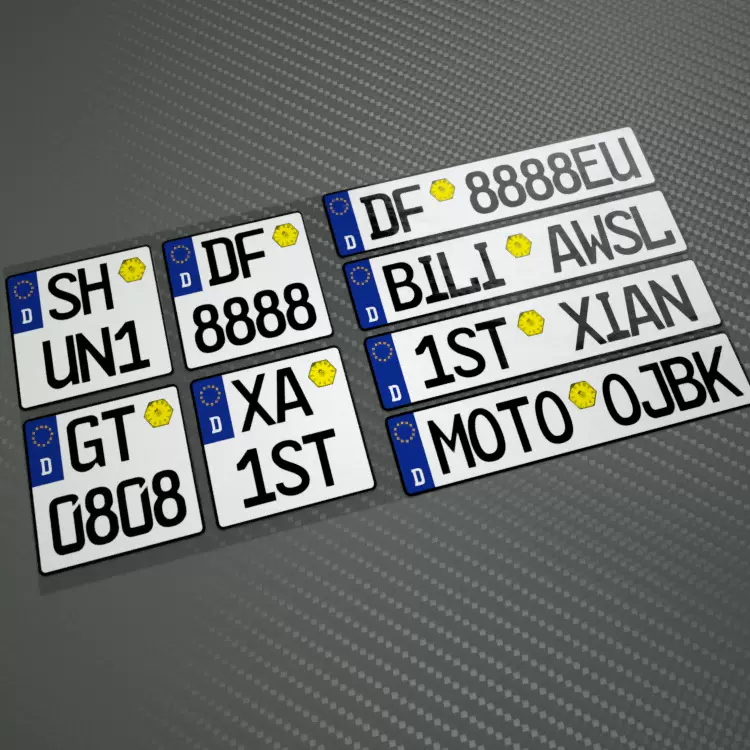 大飞车贴外国欧盟车牌装饰贴德国摩托车定制文字数字车友