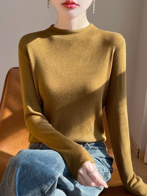 25 spring and autumn semi-turtleneck worsted sweater for women solid ...