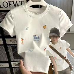 Girls' Pure Cotton Short-Sleeved T-Shirt Summer 2026 New Style Fashionable Kidsren's Versatile Pure Cotton Top Girls' Summer Clothes