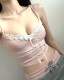 Mood lace pink lace bow suspender pure lace slim short vest fit inside
