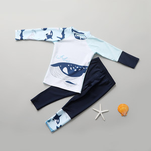 2023 new children's swimsuit boys split small middle children cartoon swimming clothes baby baby sunscreen swimming trunks
