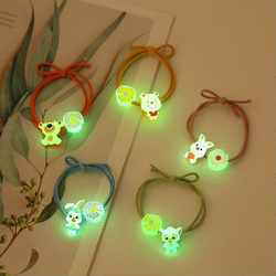 6 Luminous Cartoon Stellalou Rabbit Hair Ties, Bear Hair Bands, Korean Style Hair Accessories, Internet-Famous Rubber Bands