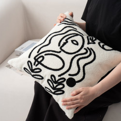 Artistic Style Black and White Simple Retro Light Luxury Nordic ins Sofa Living Room Throw Pillow Cushion Headboard Pillow Pillowcase