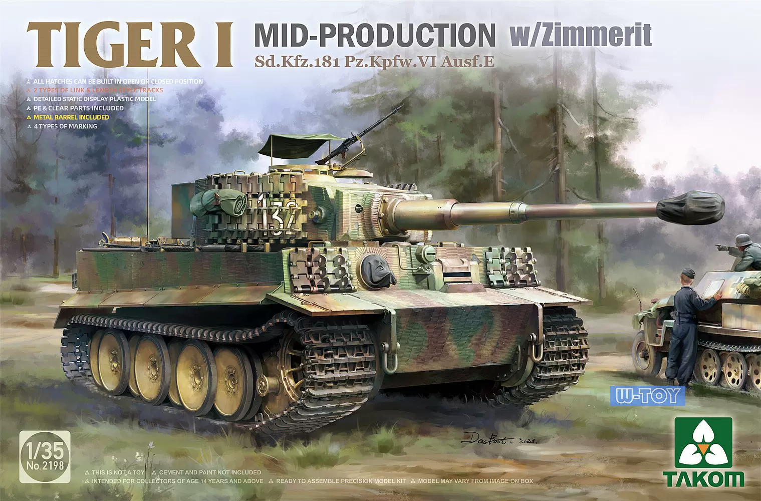 特价模型TAKOM 三花2198 1/35德国虎I虎式坦克中期型防磁+顶棚-Taobao 