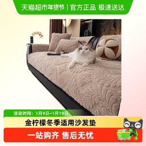 
Golden lemon home fabric Shu cotton velvet sofa cushion 2025 autumn and winter new plush cushion high-end cover cloth to keep warm