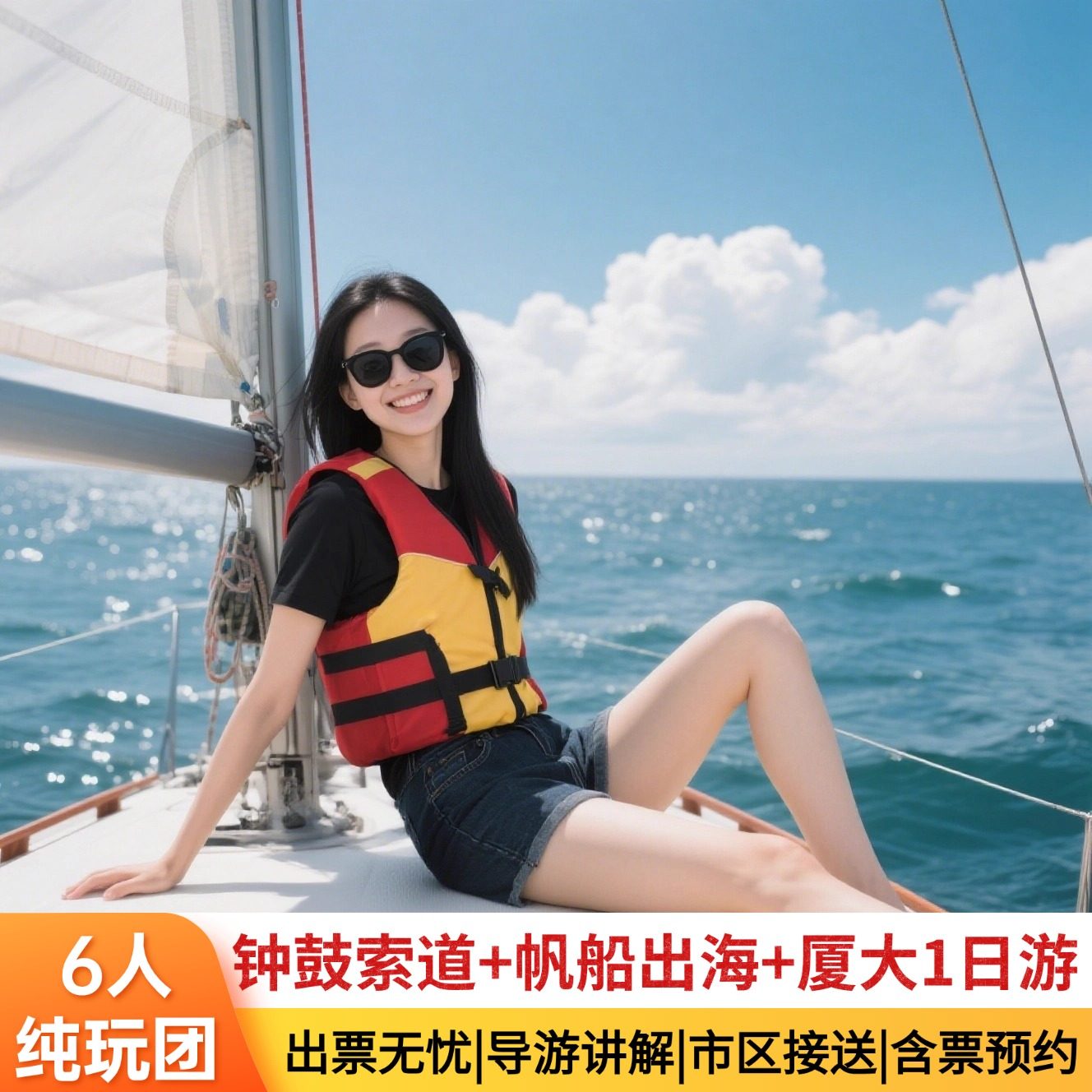 【望海线】6人小团|钟鼓索道+帆船出海+厦大入校+南普陀一日游 - 定制游预订