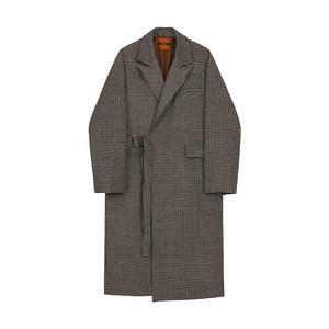 
MRCYC plaid wool coat for men Korean loose medium length tweed windbreaker autumn and winter thickened jacket trendy
