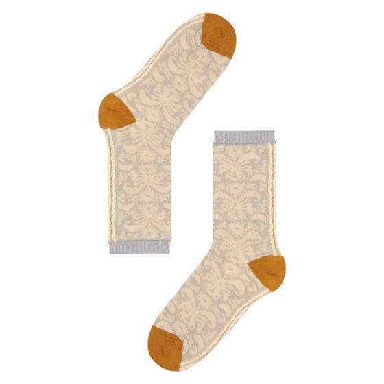 AR curly grass pattern jacquard mid-calf socks for women 2026 autumn and winter retro warm Birkenstock shoes and socks boneless loafers socks cotton
