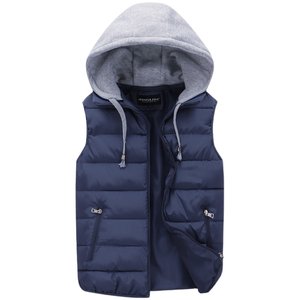 Thick vest Men's cotton cotton cotton, shoulder -to -winter college students can take off the cap, down cotton and horses to keep warm cotton vest