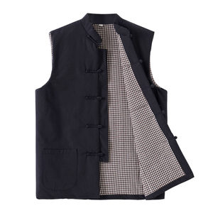 
Chinese style Tang suit men's cotton waistcoat buckle vest autumn and winter vest Chinese style retro vest men's pure cotton dad jacket