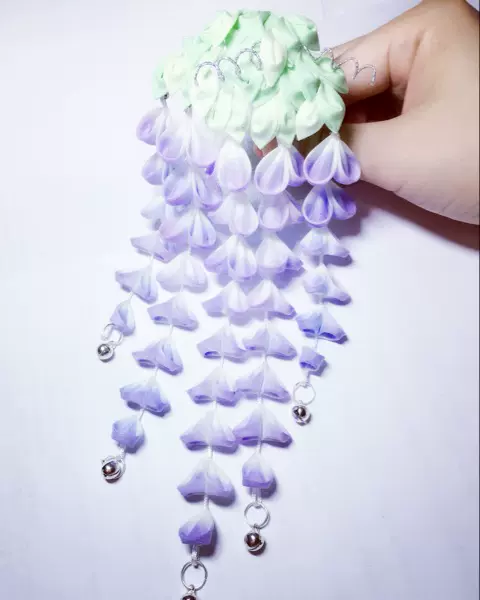 包邮日系和风细工花簪蓝紫渐变色紫藤发饰和服cos