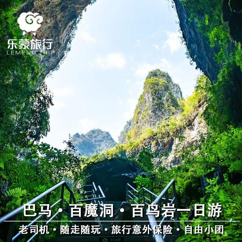 广西百色一日游巴马百鸟岩/百魔洞河溶洞+天坑+钟乳石景观 - 定制游预订