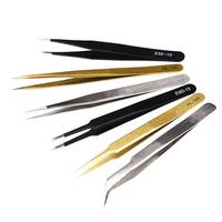 Black Anti-Static Tweezers With Hardened High Elasticity Stainless Steel Tip/Straight Head/Bent Head ESD11/12/13/14/15