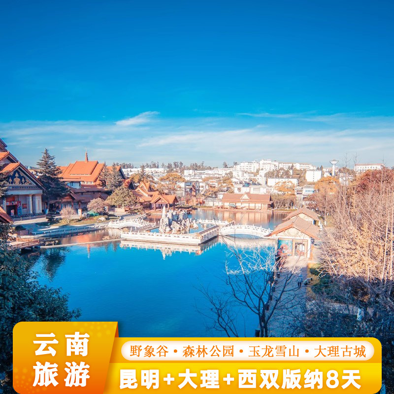 昆明+大理+丽江+西双版纳8天7晚跟团玉龙雪山石林野象谷星光夜市 - 定制游预订