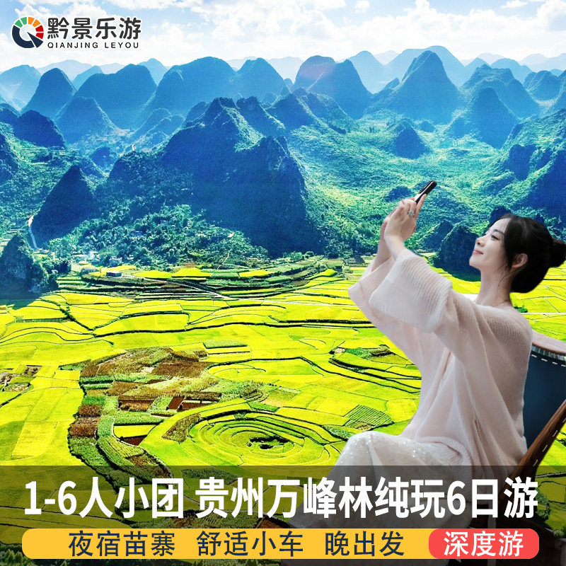 【1-6人小团】贵州旅游纯玩6天5晚黄果树大小七孔西江万峰林天眼 - 定制游预订