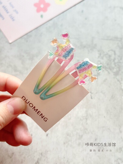 Duo Meng Crown Hairpin - Cute Floral Hair Clips for Girls display picture 1