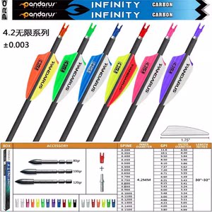 
Panshen Carbon Arrow Infinite Series Inner Diameter 4.2mm Pure Carbon Arrow Recurved Bow Compound Bow Competition Arrow Support Competition Archery