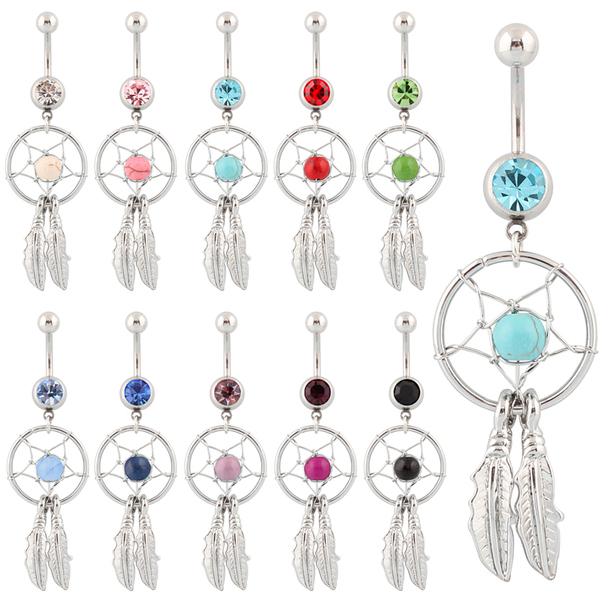 Dream catcher belly button ring navel buckle navel nail dream catcher belly rings piercing
