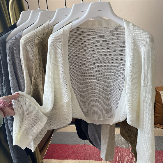 
Tencel linen short shawl sweater cardigan blouse for women summer with suspender skirt and air conditioning shirt sun protection clothing