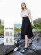 LAGOGO Commuter Career Irregular Skirt for Women Lagugu Summer New Black Temperament A-Shaped Mid-Long Skirt