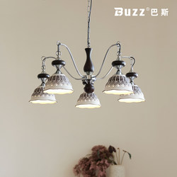 French Retro Style Living Room Chandelier, Mid-Century Bauhaus Bedroom Chandelier, Handmade Distressed Ceramic Dining Room Chain Chandelier