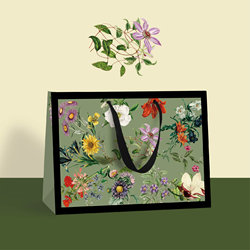 Retro Floral Gift Bag, Artistic Gift Bag, High-End Paper Bag, Large Tote Bag, Exquisite Paper Bag