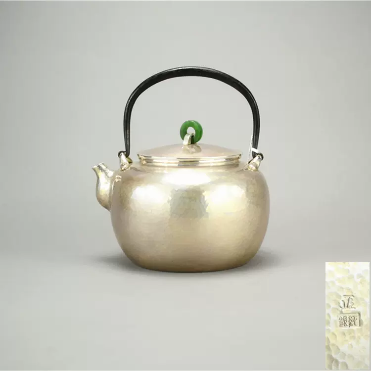 日本尚美堂宝珠形麻点纹断热把银瓶》“禅茶一味” 纯手工银壶-Taobao