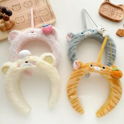 Cute Cat Ear Headband Wide Version Bear Headband Hairpin Pendant Strawberry Fish Quirky Cartoon Kitten Headwear for Women