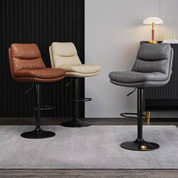 Bar Stool with Adjustable Height and Swivel, Simple and Luxurious, Suitable for Home Use, High Stool with Backrest, Adjustable Height, Bar Chair, Cashier Front Desk Chair