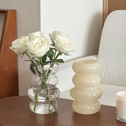 French-Style Glass Vase ins Milky Jade Color Living Room Hydroponic Flower Arrangement Tabletop Decoration High-End Cream Style