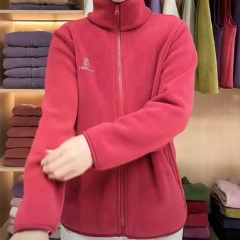 Middle-aged and elderly people with velvet thickened 2024 autumn and winter fleece jacket casual sports fleece sweatshirt mother outfit warm women
