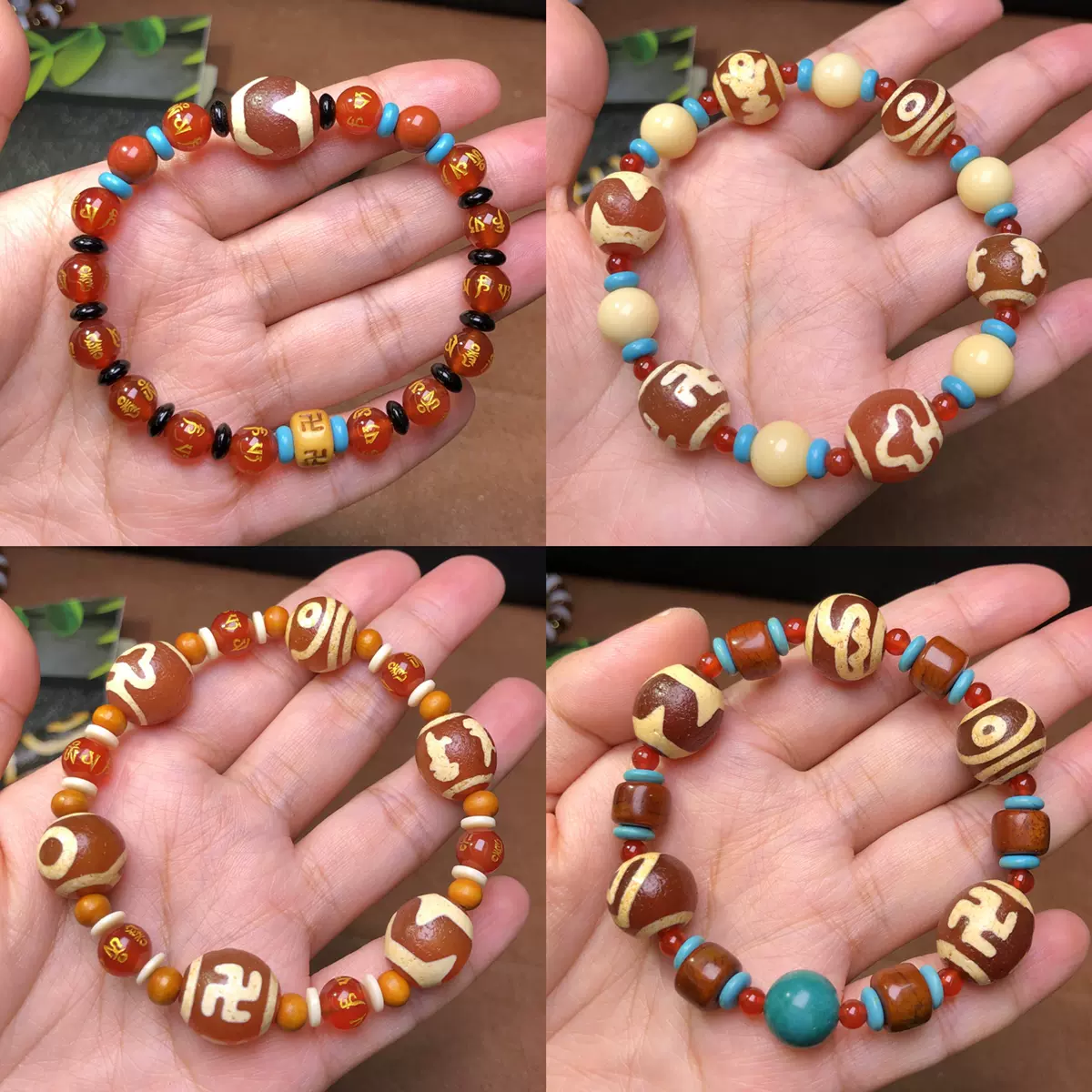 マニア　至純瑪瑙 馬蹄紋 水紋虎牙天珠150 天然真品至纯风化马蹄纹玛瑙玉髓三眼莲花菩提虎牙天珠手链项链