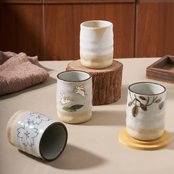 Japanese-Style Creative Ceramic Retro Tea Cup Sushi Cup Rustic Straight Cup Rustic Casual Water Cup Gift Box Set for Gifting