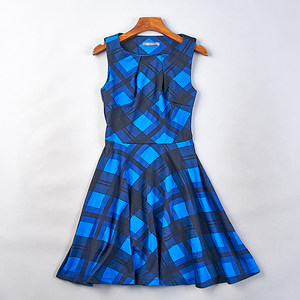 
European and American single retro plaid sleeveless dress for women 1022H80677 slim high waist slim A-line vest skirt