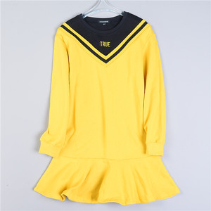 法式假两件卫衣连衣裙7.16L79615刺绣字母长袖高腰显瘦鱼尾裙子潮