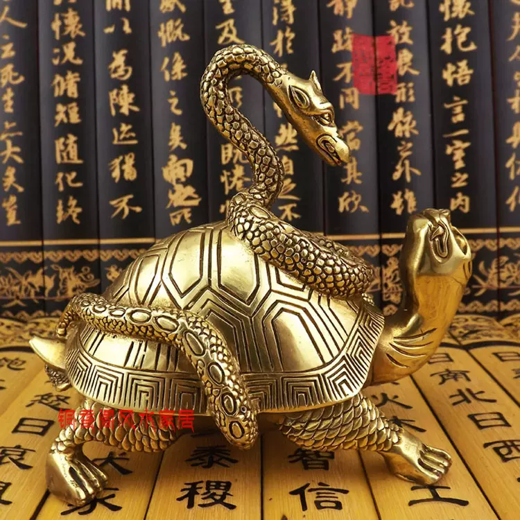 銅製 竜亀 風水 置物 玄武神獣 茶台 机 装飾品 工芸品 玄武 置物