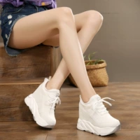 Летняя высокая универсальная спортивная дышащая белая белая обувь на платформе для отдыха, 12см, популярно в интернете