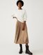 British single spring and summer new suede pleated side invisible zipper vertical elegant casual skirt mid-length women
