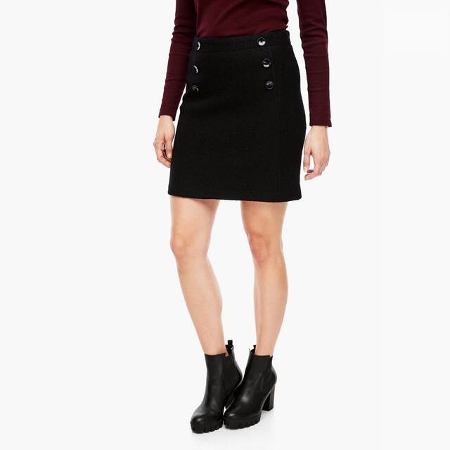 German single winter new product button decoration wool thick hip skirt short skirt women commuting leisure
