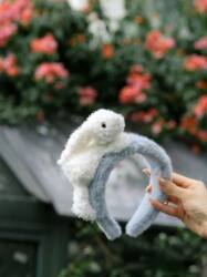 Trendy 2024 Versatile Niche Design 3D Bear and Rabbit Plush Headband for Women