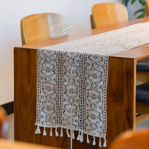 
Retro hollow woven long tablecloth dining table coffee table TV cabinet bucket cabinet bedside table table flag home decoration
