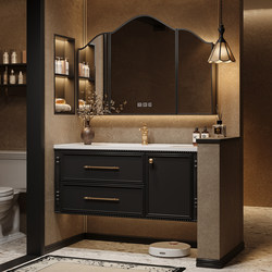 French romantic style bathroom cabinet sanitary home light luxury hand washing and face integrated ceramic basin black high-end paint combination