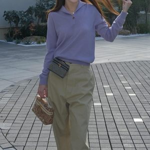 
LP26 early spring new style French romantic lapel long sleeve POLO collar thin sweater wool women's pullover sweater