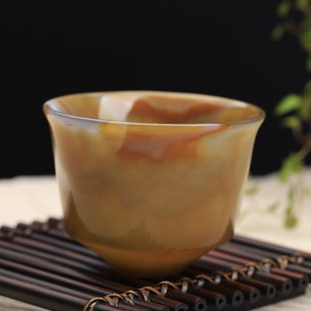 
Pure natural fine Brazilian jade agate cup folding waist cup tea cup wine cup tea set ornaments universal pure handmade fine sculpture