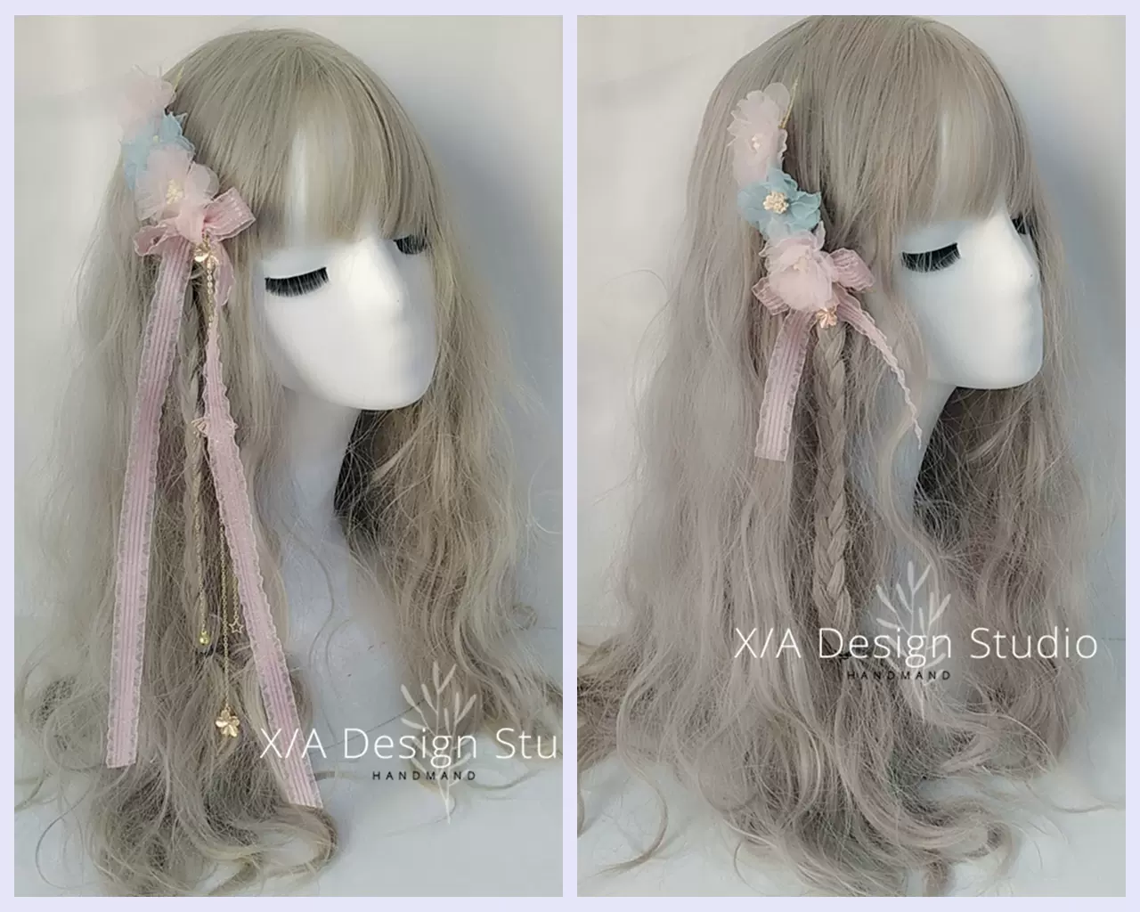 柒里原创手作饰天国少女樱茶发梳Lolita头蝴蝶结茶花配饰小物-Taobao