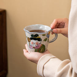 Jingdezhen Mug with High-End Underglaze Color Hand-Painted Tang Beauty Ceramic Tea Cup Coffee Cup Creative Ceramic Cup for Women