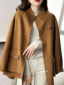 Design-sensual casual stand collar double-sided nick coat with women's temperament high-end slimming jacket 2025 new winter style