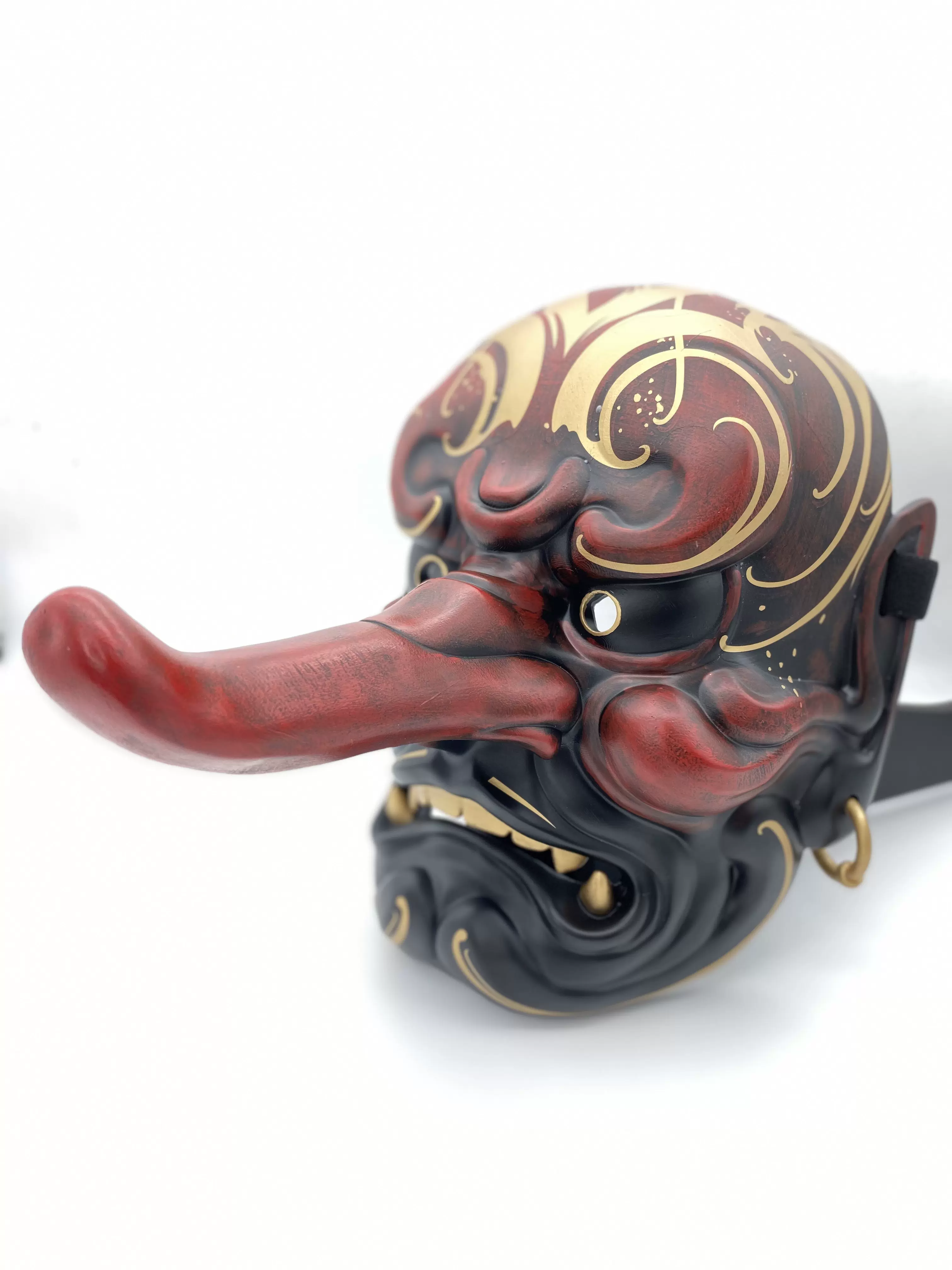 横田清己（作）備中神楽面 木彫り 天狗 神楽面 面 お面 天然木 木工芸