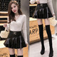 INS ultra -fire leather skirt ruffled high -waist skirt female autumn and winter pleated panton skirt anti -light A -line PU leather skirt